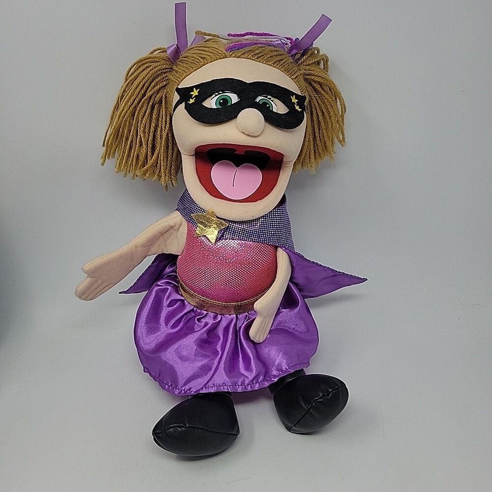 Superhero Peach Girl, Hand Puppet made by Silly Puppets 15”